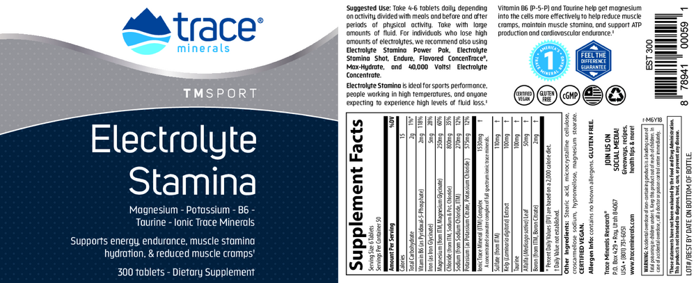 Product image for Electrolyte Stamina Tablets.