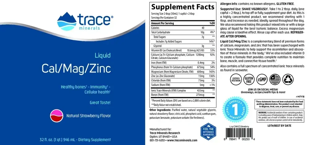 Product image for Liquid Cal/Mag/Zinc - Natural Strawberry.