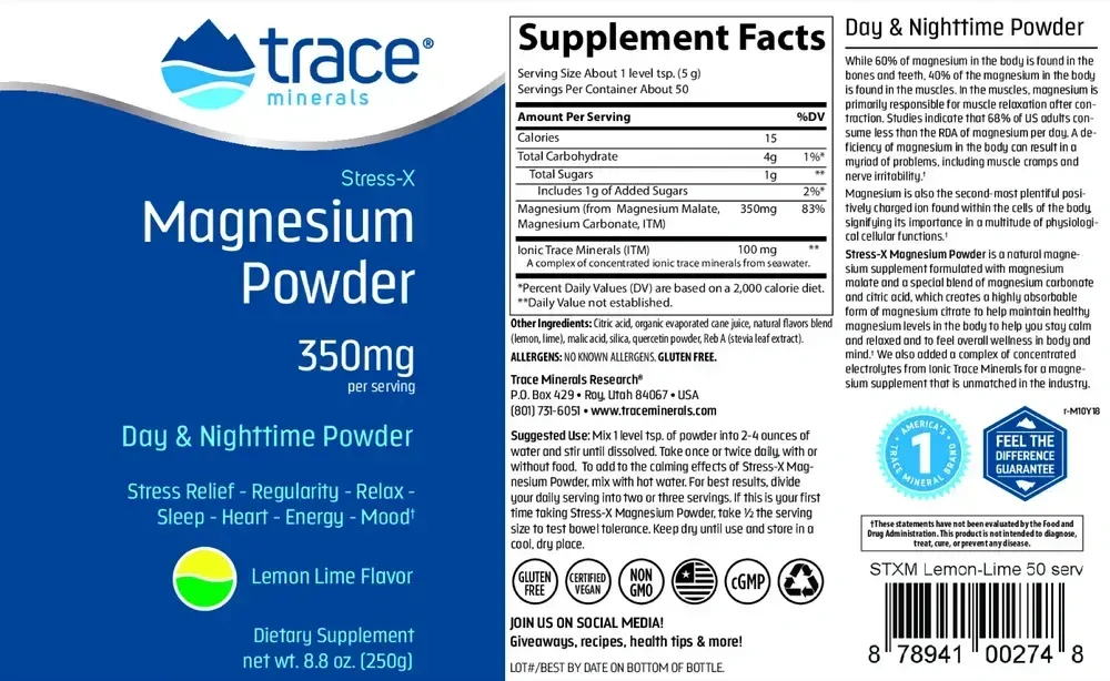 Product image for Stress-X Magnesium Powder Lemon-Lime.