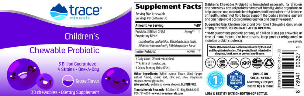 Product image for Childrens Chewable Probiotic 3 Billion.