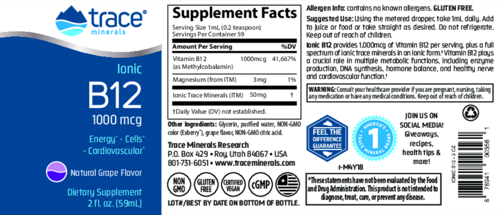 Product image for Liquid Ionic B12 - 1,000mcg.