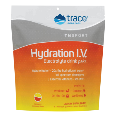 Hydration I.V. Electrolyte Drink Paks - Raspberry Lemonade 16 Packets