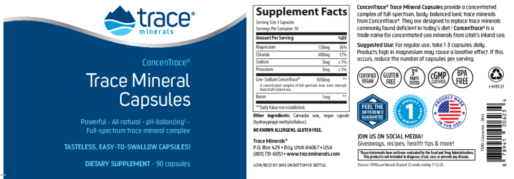 Product image for ConcenTrace Trace Mineral Capsules.