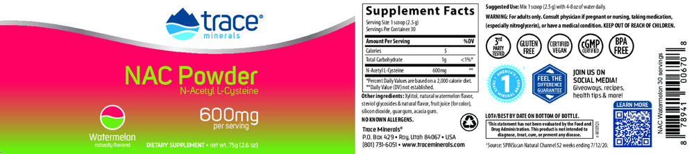 Product image for NAC Powder, Watermelon.