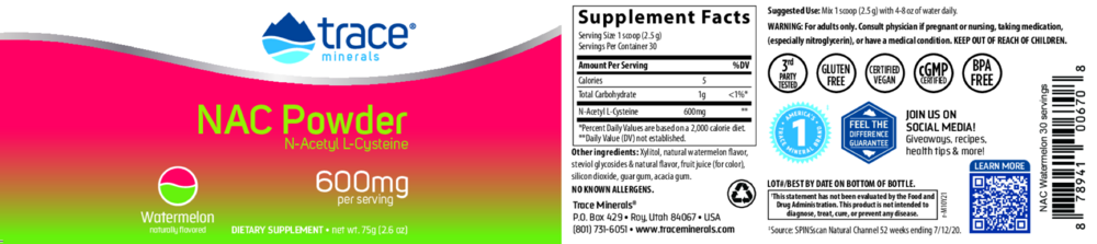 Product image for NAC Powder, Watermelon.