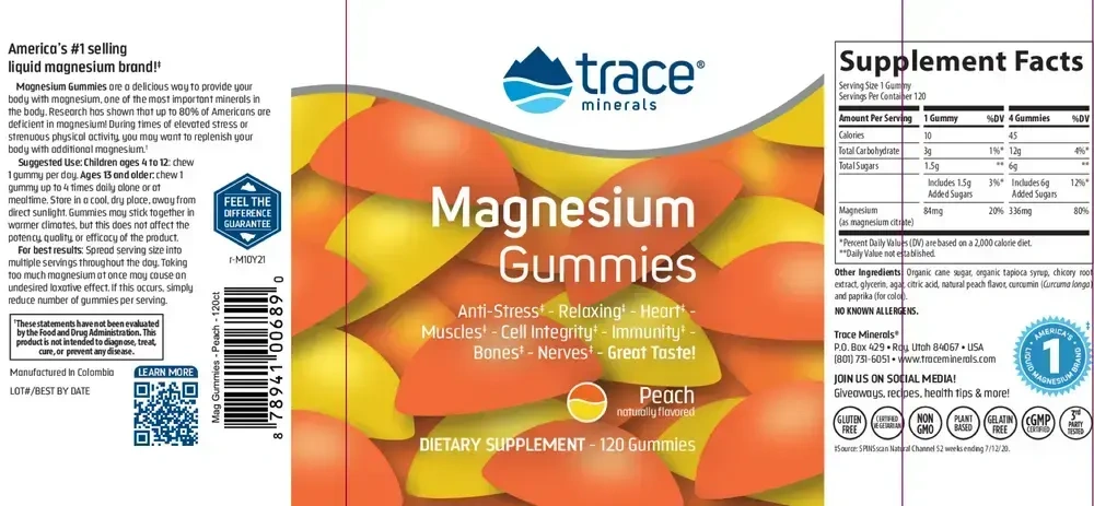 Product image for Magnesium Gummies - Peach.