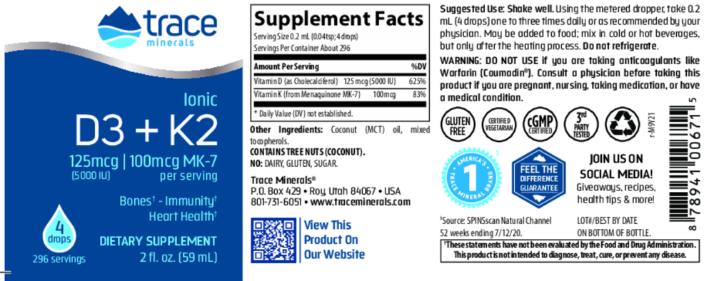 Product image for Ionic Vitamin D3 + K2.