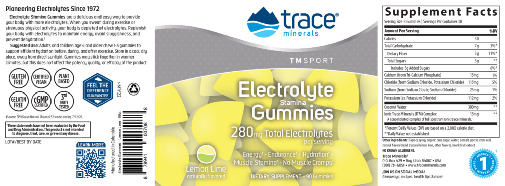 Product image for Trace Minerals Electrolyte Stamina Gummi.