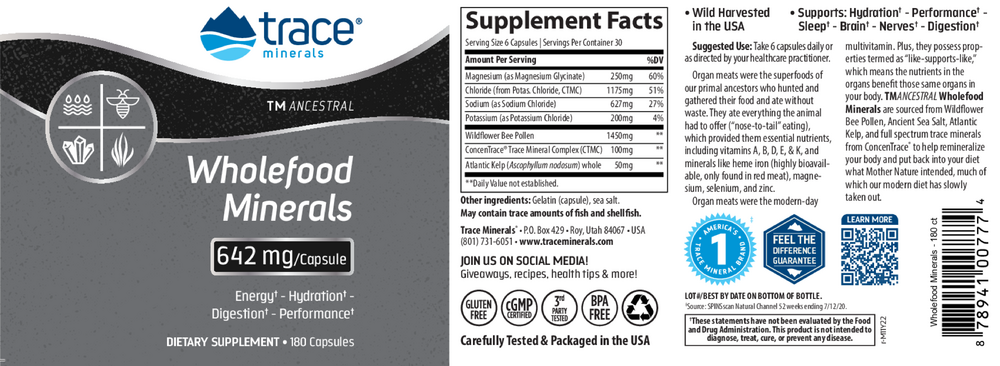 Product image for TM Ancestral Wholefood Minerals Capsules.