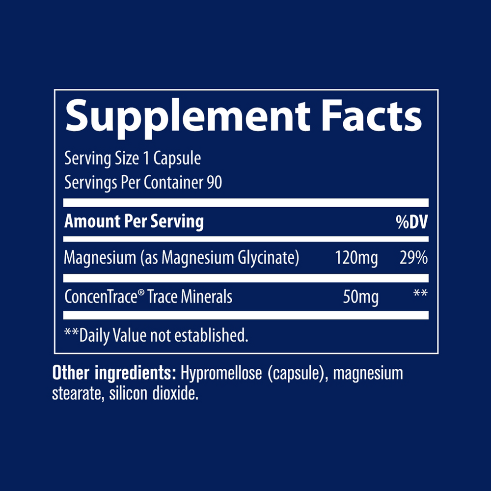 Product image for Magnesium Glycinate Capsules - 120mg/serving.