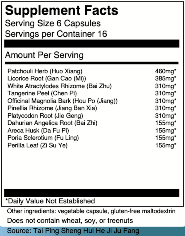 Product image for Huo Xiang Zheng Qi San Capsules - Patcho.