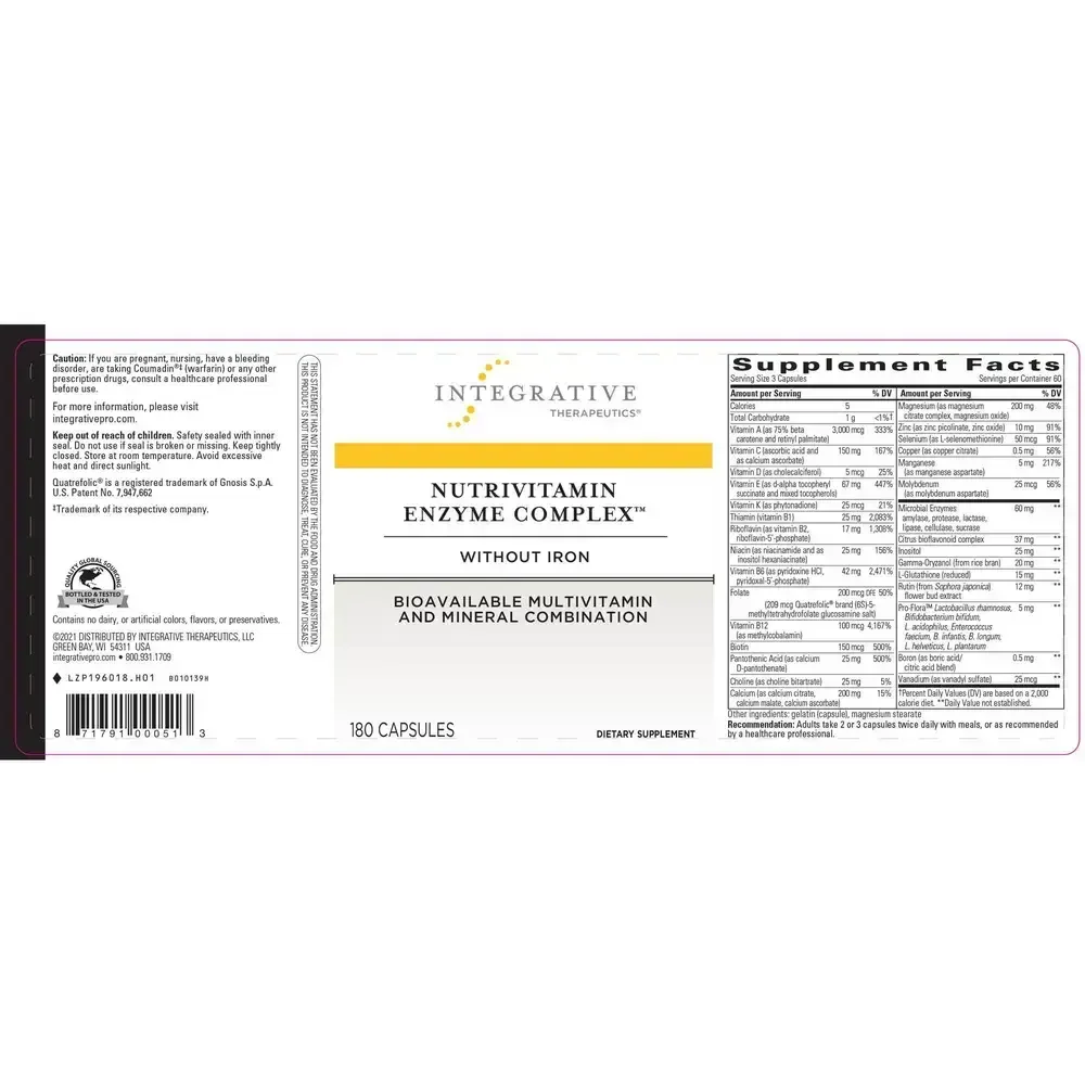 Product image for NutriVitamin Enzyme Complex w/o Iron.