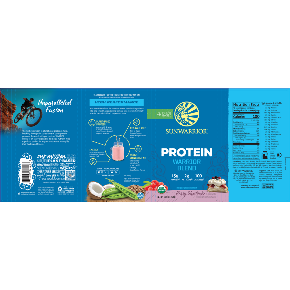 Product image for Protein Warrior Blend Berry Shortcake.