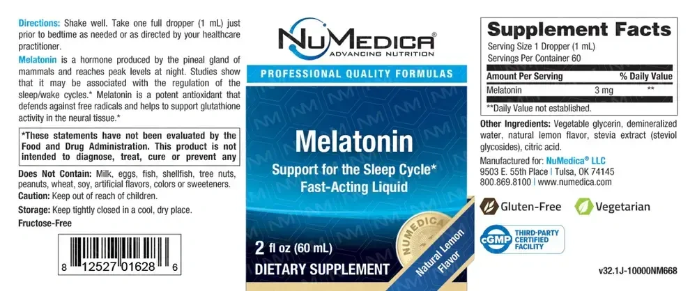Product image for Melatonin Liquid Natural Lemon.