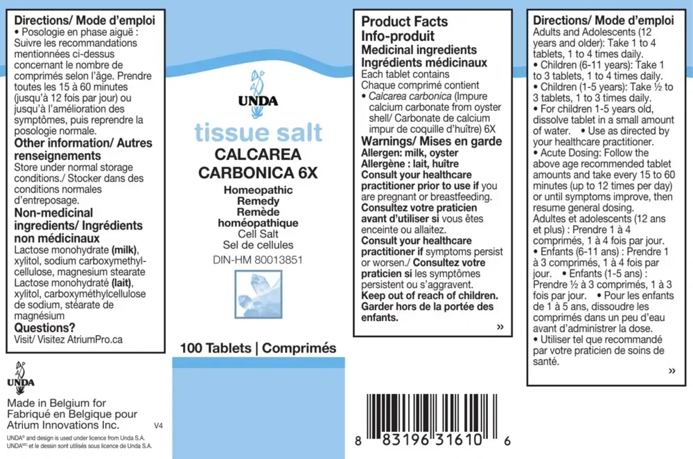 Product image for Unda Calcarea Carbonica 6X.