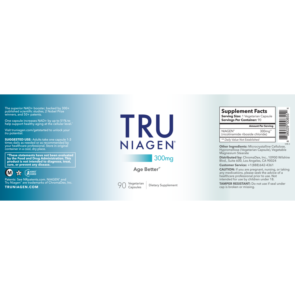 Product image for TRU NIAGEN 300mg Nicotinamide Riboside Chloride.