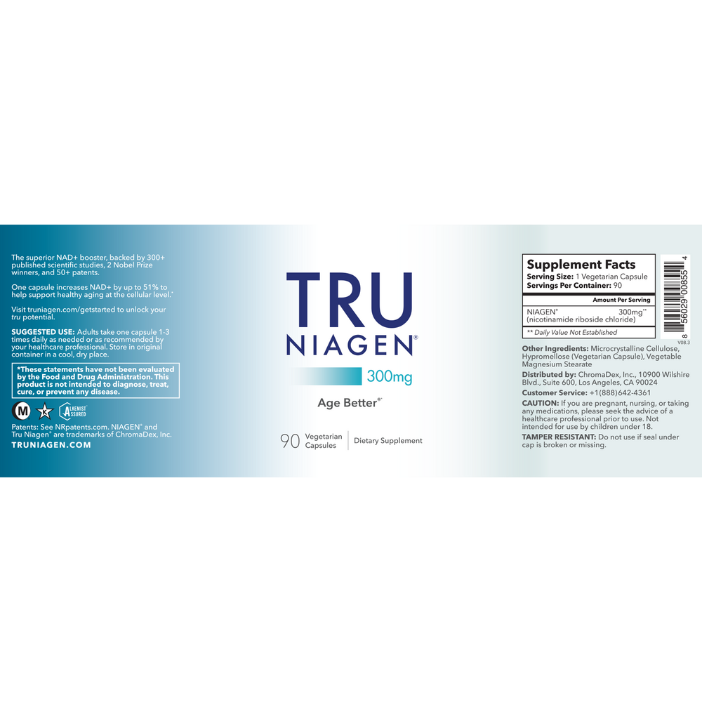 Product image for TRU NIAGEN 300mg Nicotinamide Riboside Chloride.