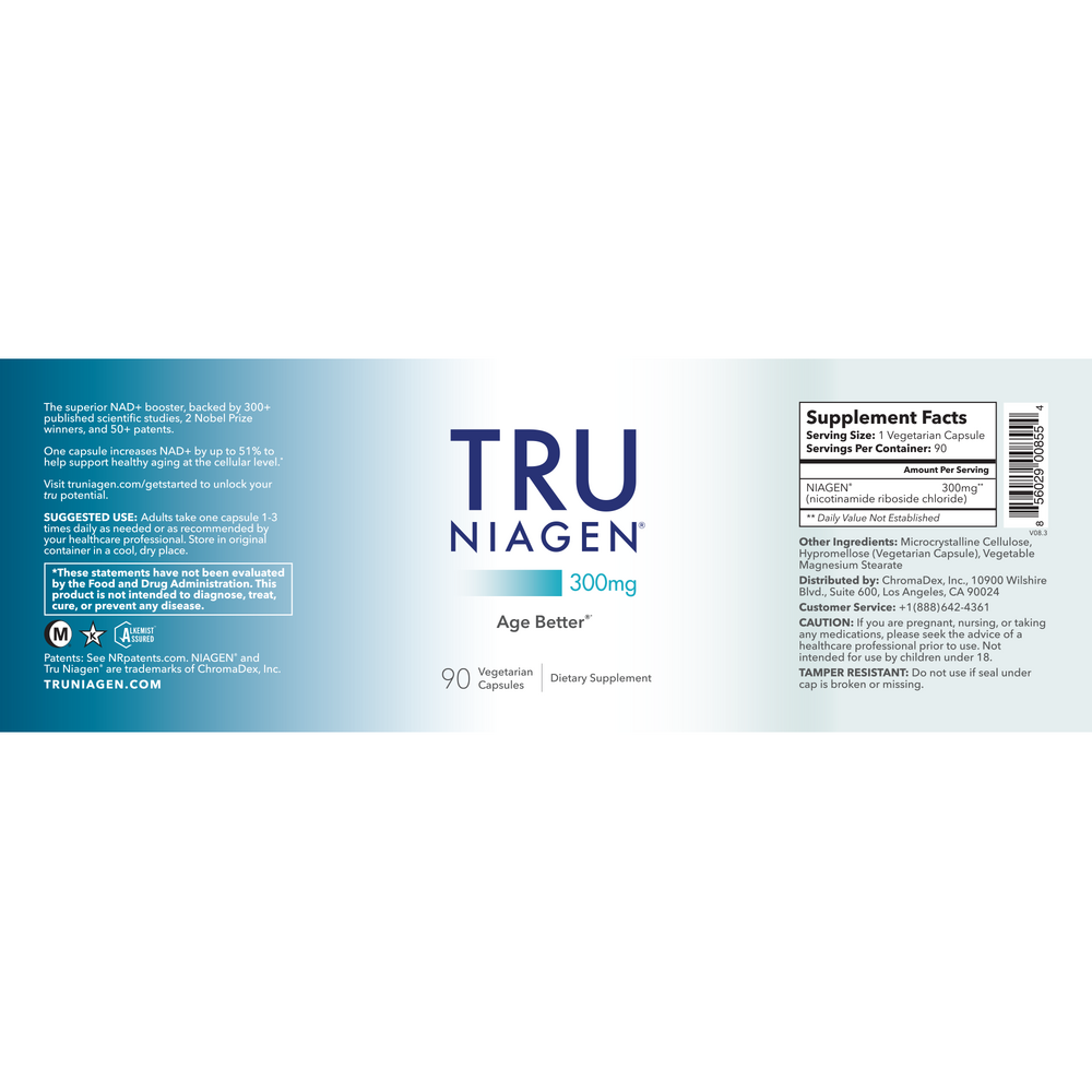 Product image for TRU NIAGEN 300mg Nicotinamide Riboside Chloride.