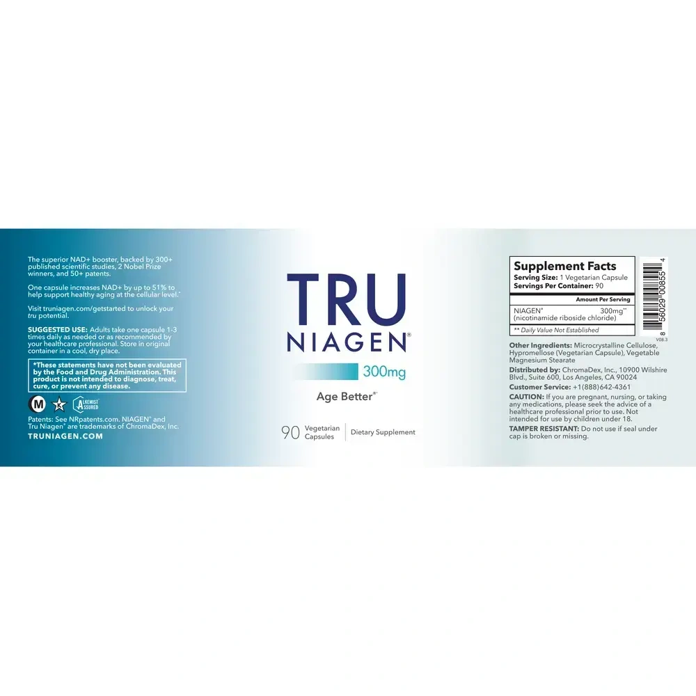 Product image for TRU NIAGEN 300mg Nicotinamide Riboside Chloride.