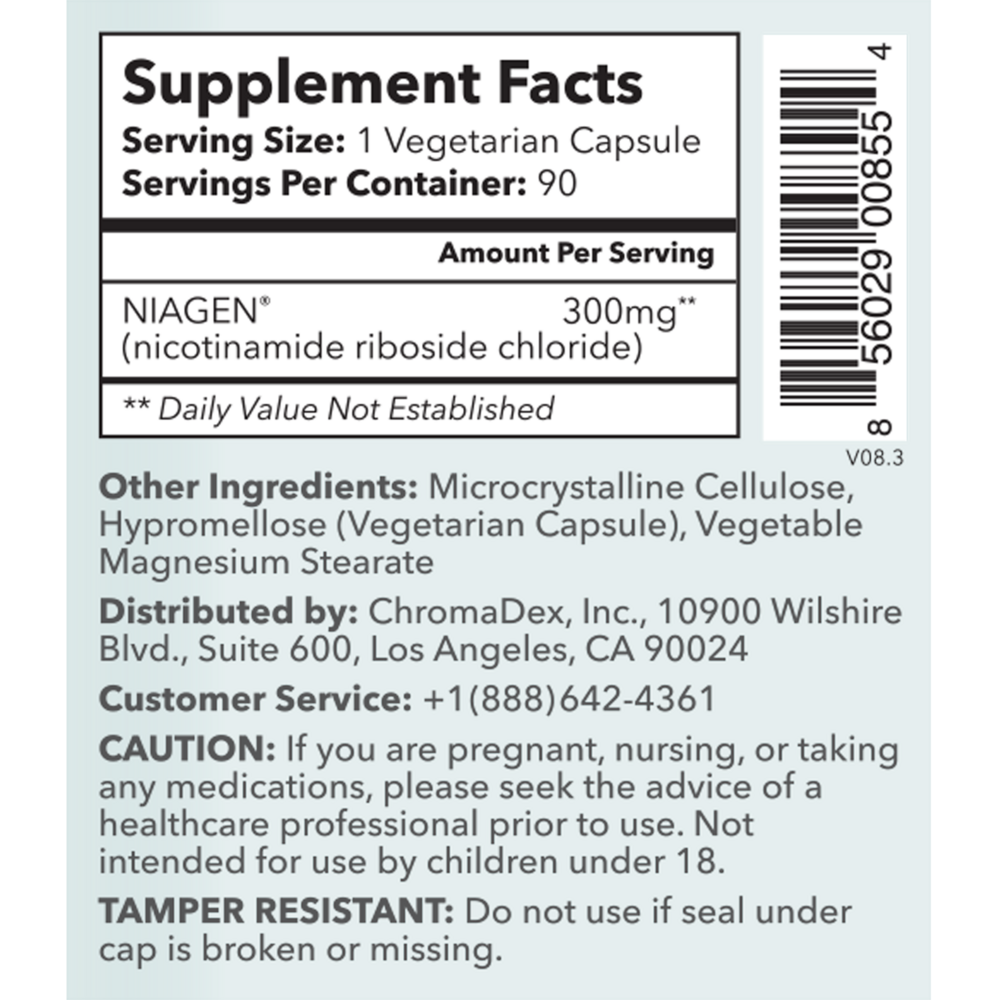 Product image for TRU NIAGEN 300mg Nicotinamide Riboside Chloride.