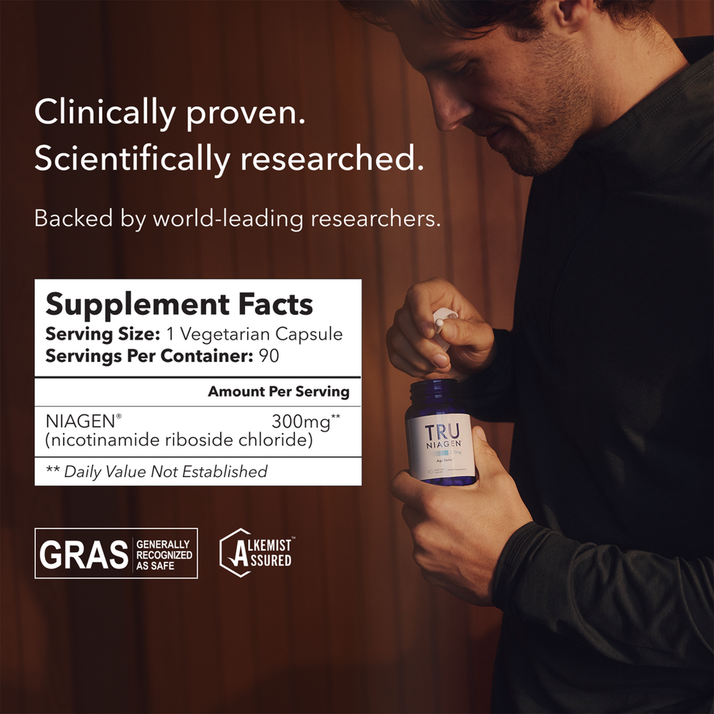 Product image for TRU NIAGEN 300mg Nicotinamide Riboside Chloride.