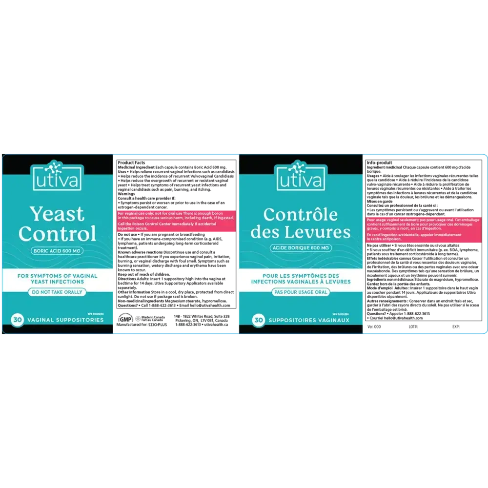 Product image for Utiva Yeast Control.