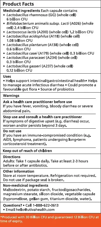 Product image for Utiva Probiotic.