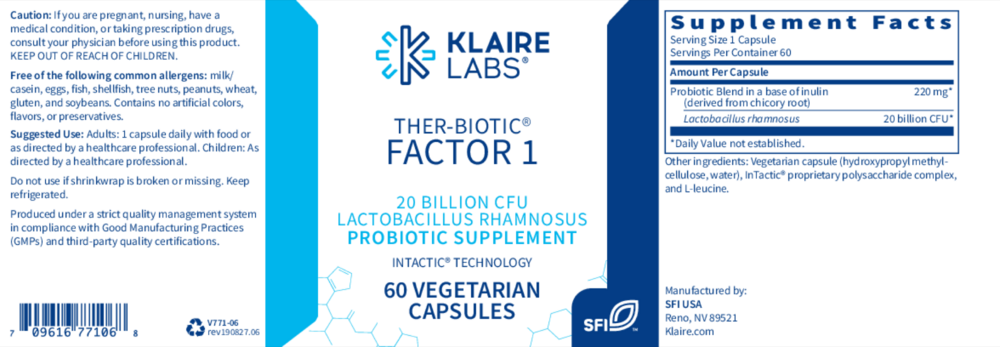 Product image for Ther-Biotic Factor 1 (Lactobacillus rhamnosus) Probiotic.