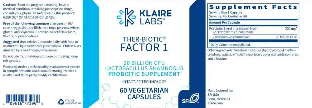 Product image for Ther-Biotic Factor 1 (Lactobacillus rhamnosus) Probiotic.