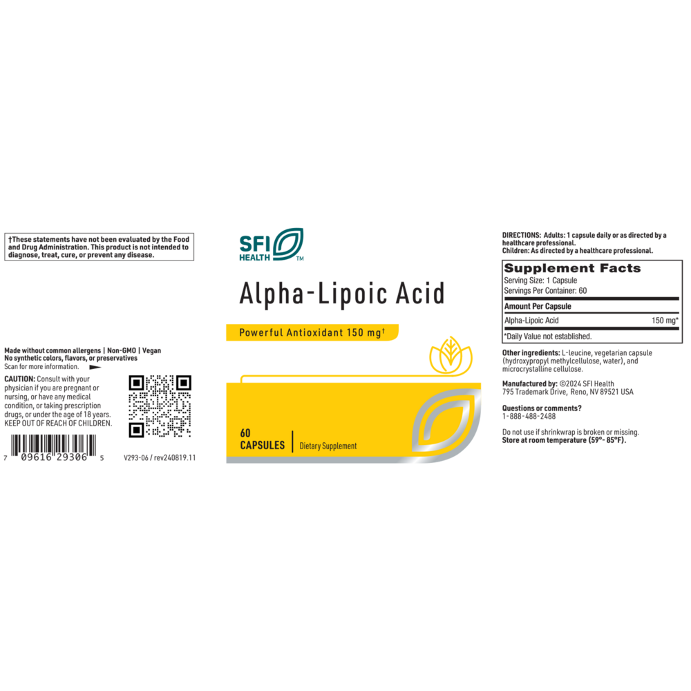 Product image for Alpha-Lipoic Acid 150mg.