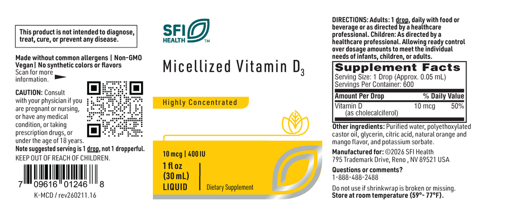 Product image for Micellized Vitamin D3 Liquid (10mcg).