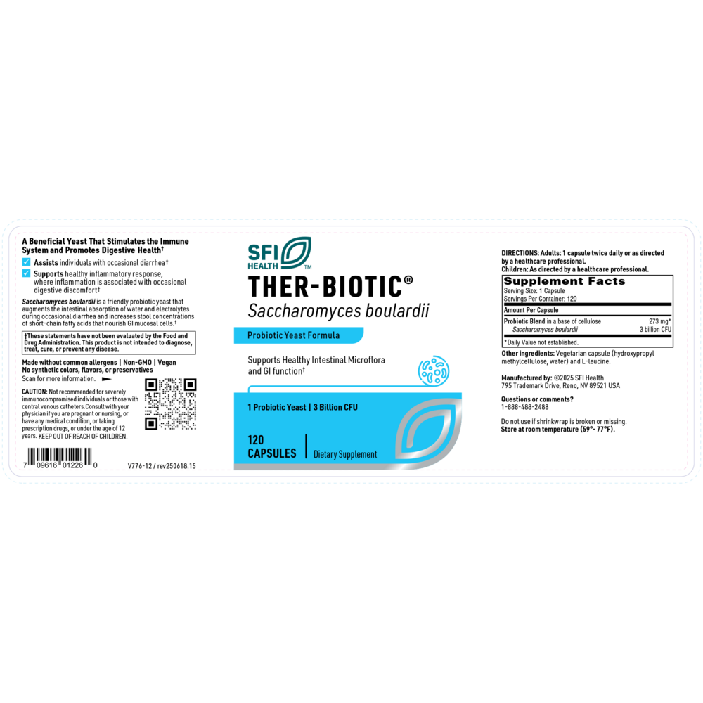 Product image for Ther-Biotic® Saccharomyces Boulardii Probiotic Yeast Formula.