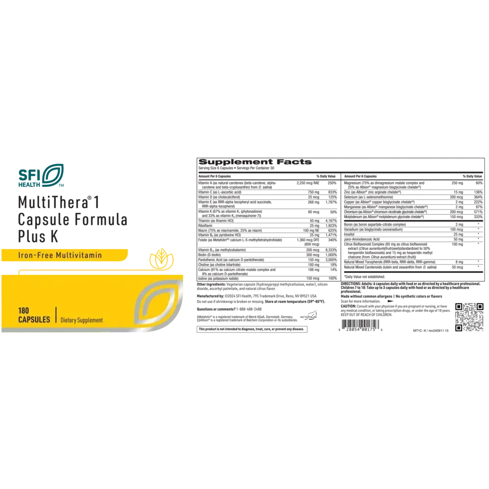 Product image for MultiThera®1 Capsule Formula plus K.
