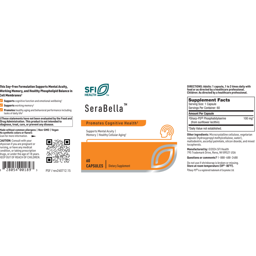 Product image for SeraBella (Phosphatidyl Serine SF).