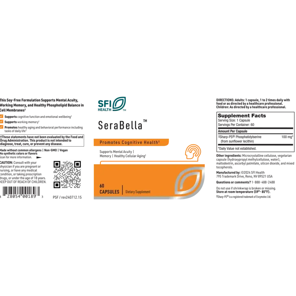 Product image for SeraBella (Phosphatidyl Serine SF).