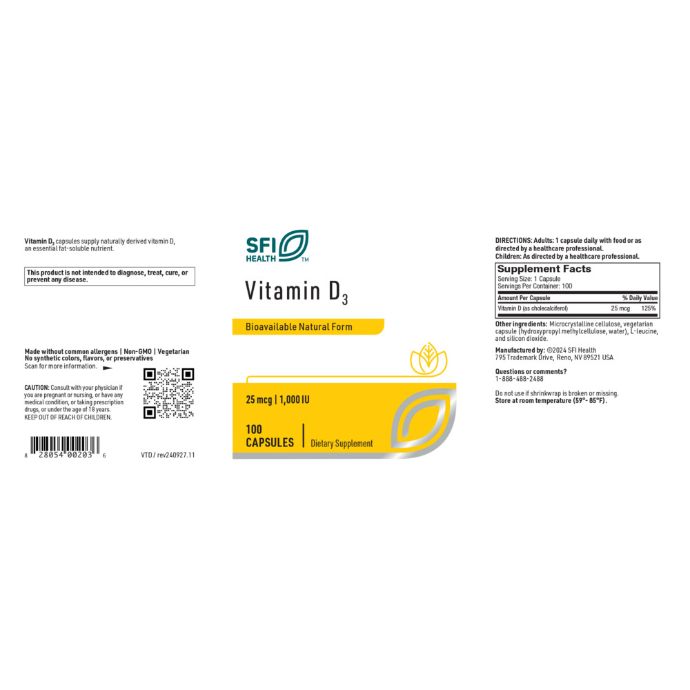Product image for Vitamin D3 1000IU.