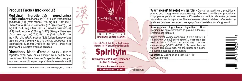 Product image for Spirityin (Rehmannia Six Formula).