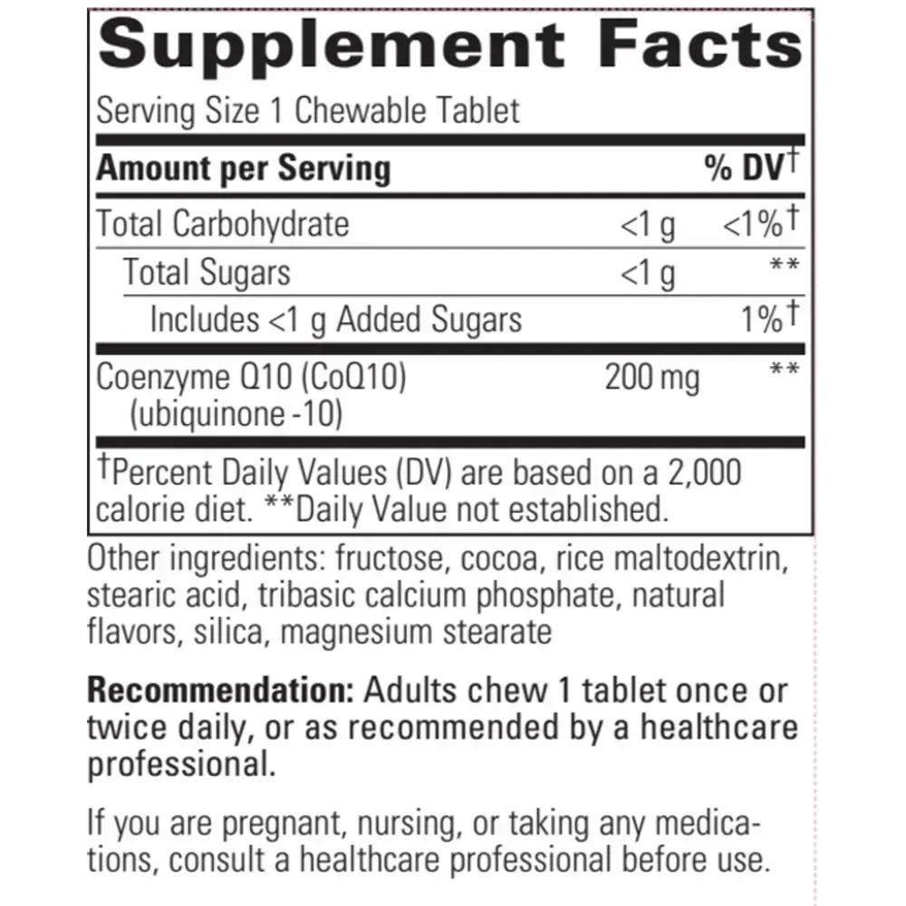 Product image for Vitaline CoQ10 200 mg Chewable Tablets, Chocolate.