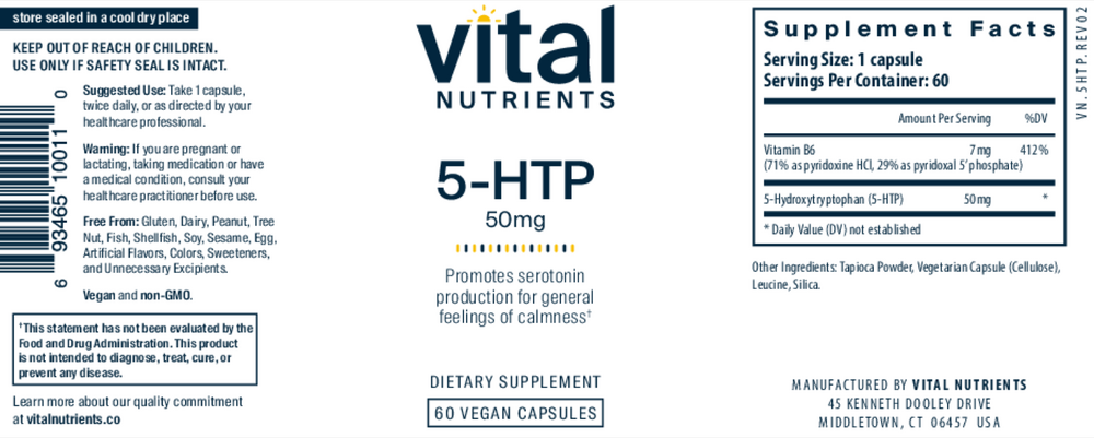 Product image for 5-HTP 50mg.