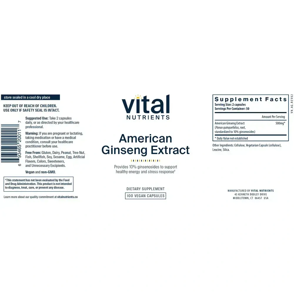 Product image for American Ginseng Extract 250mg.