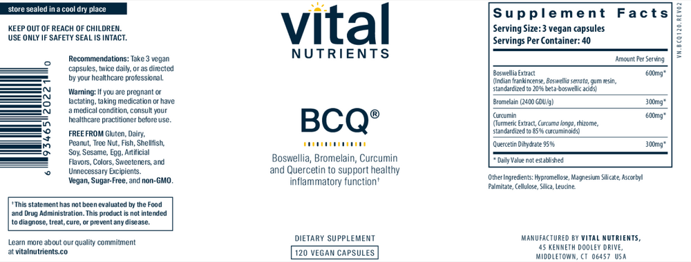 Product image for BCQ: Bromelain, Curcumin and Quercetin.