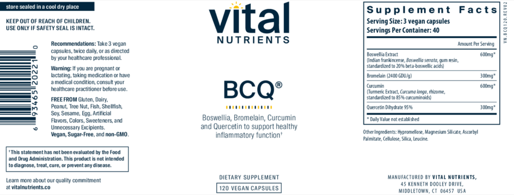 Product image for BCQ: Bromelain, Curcumin and Quercetin.