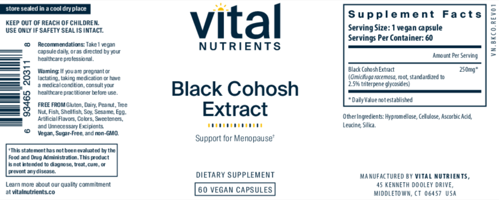 Product image for Black Cohosh 2.5% 250mg.