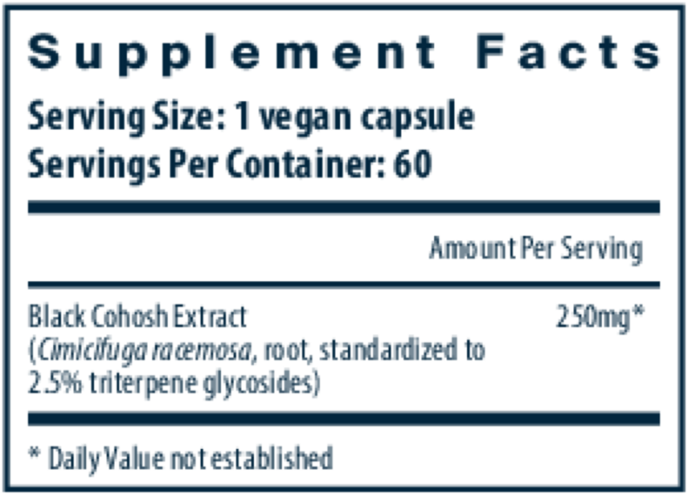 Product image for Black Cohosh 2.5% 250mg.