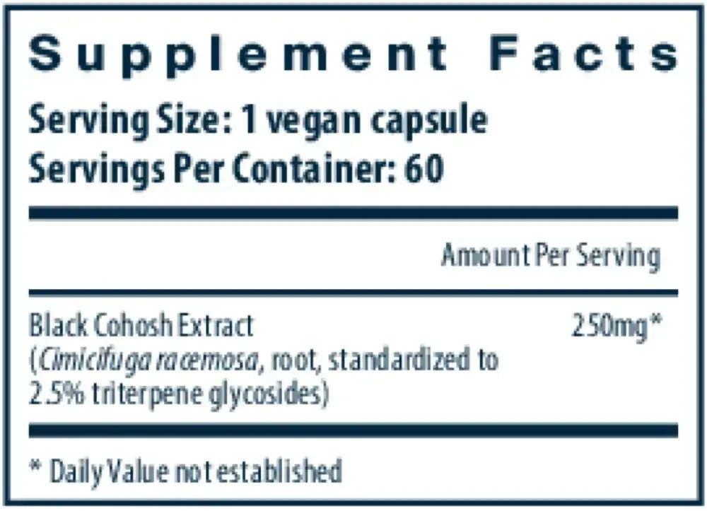 Product image for Black Cohosh 2.5% 250mg.