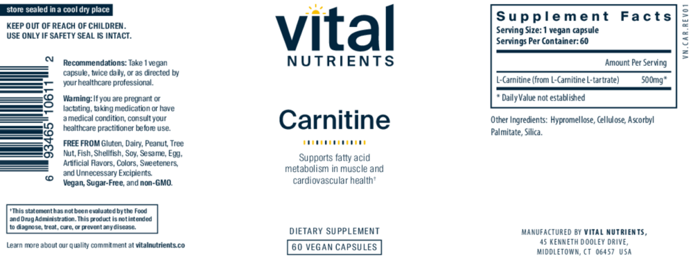 Product image for Carnitine 500mg.
