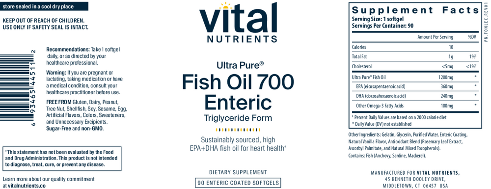 Product image for Ulta Pure® Fish Oil 700 Enteric TF.