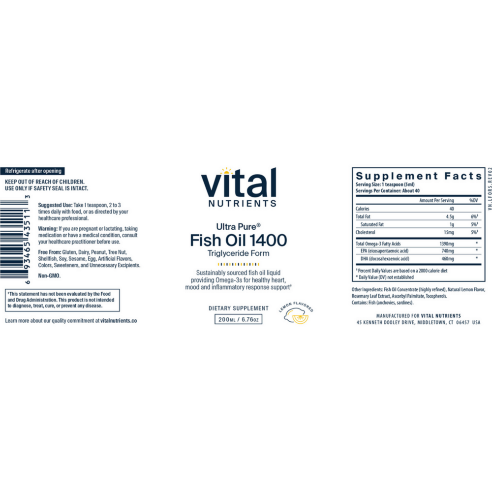 Product image for Ultra Pure® Fish Oil 1400.