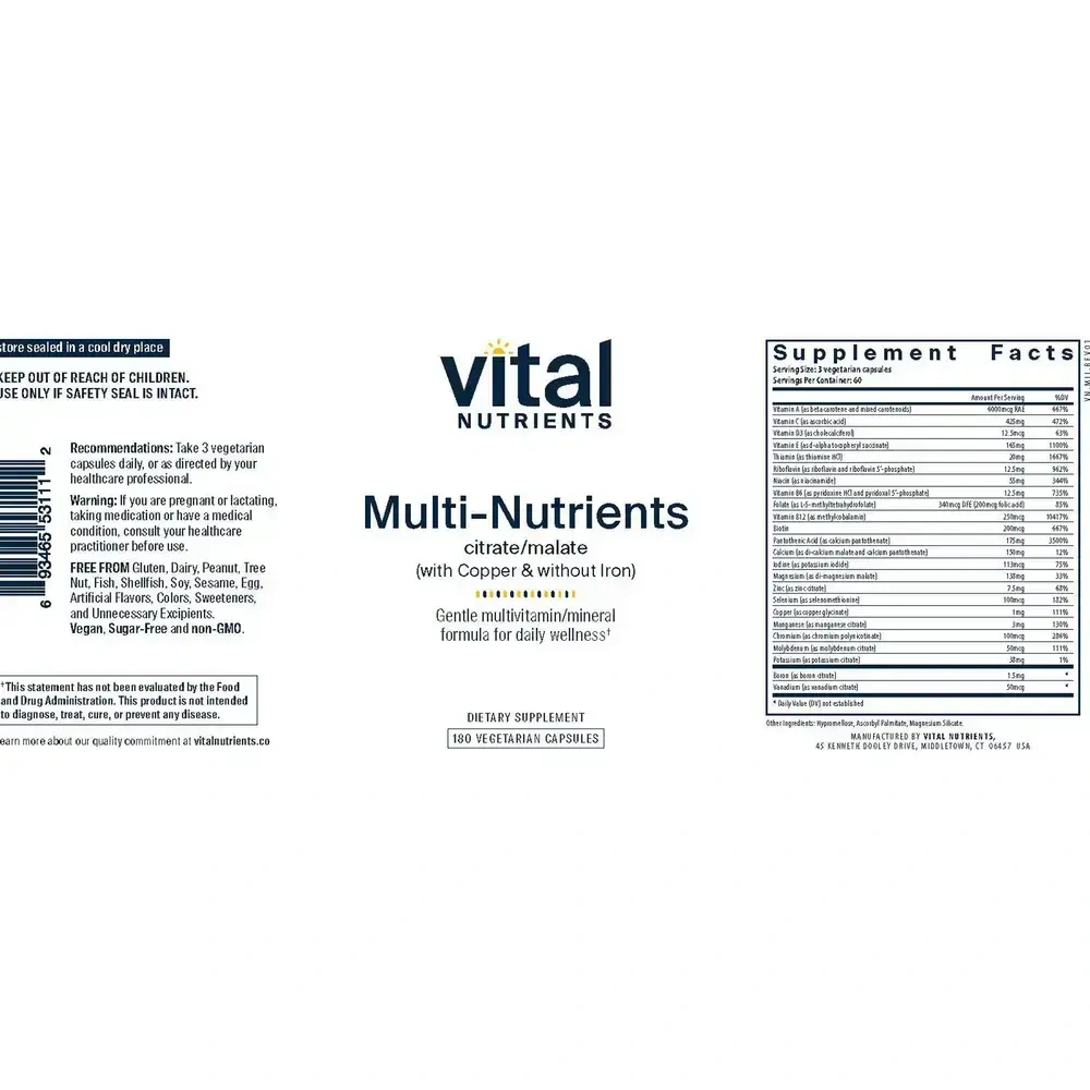 Product image for Multi-Nutrients 2 Citrate/Malate Formula (with Copper &amp; without Iron).
