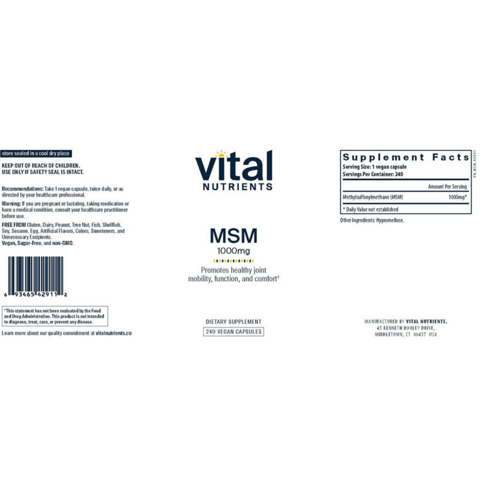 Product image for MSM 1000mg.